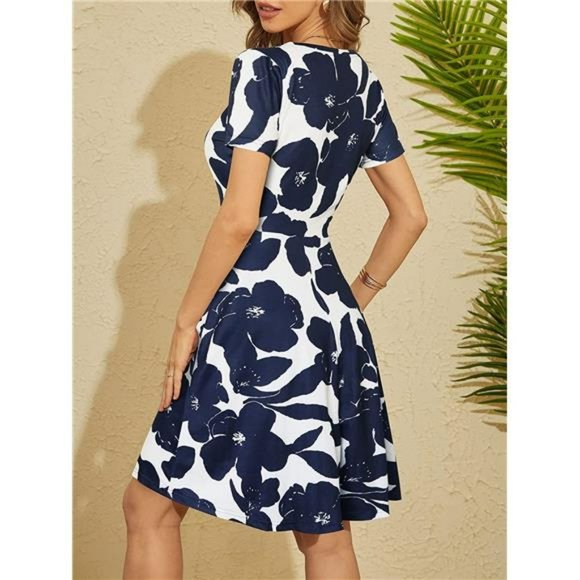 Sundresses for Women Casual Summer Short Sleeve with Pockets - Picture 3 of 6